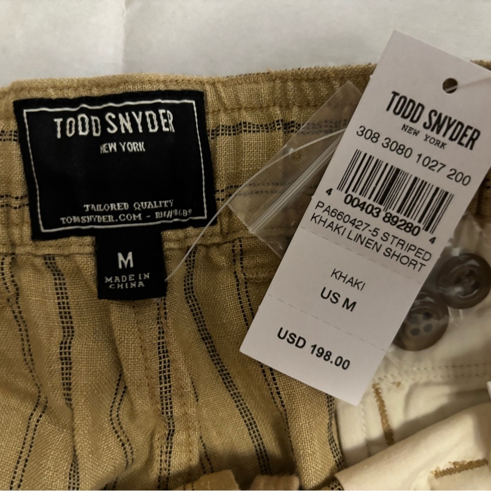 Todd Snyder Khaki Linen Shorts Medium NWT